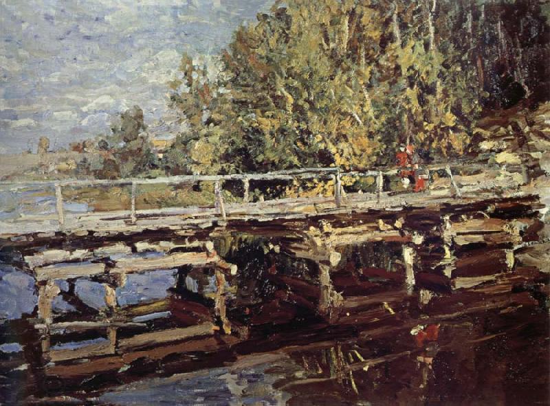 Konstantin Korovin Bridge in the autumn scenery oil painting picture